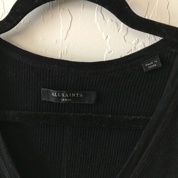 All Saints Black Side Tie Rosen Vest Top V Neck - Picture 4 of 4